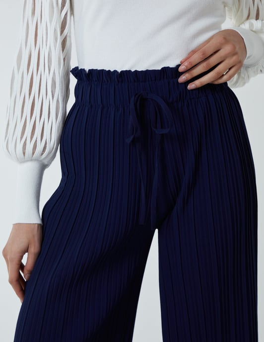 Wide Leg Pleated Trousers