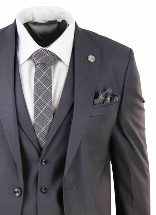 Traje de 3 piezas para hombre, color carbón liso, clásico, corte a medida, elegante, informal, estilo formal de los años 20 - Image 5