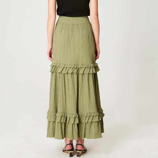 Long pleated skirt with tiered ruffles - Image 6