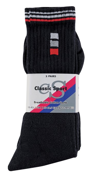 SOCK SNOB - 6 PACK MENS COTTON STRIPED PATTERN TRAINER SPORTS SOCKS