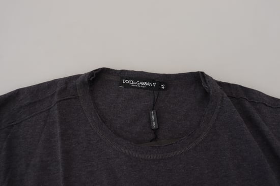 Camiseta de algodón gris de cuello redondo y manga corta para hombre de Dolce & Gabbana - Image 4