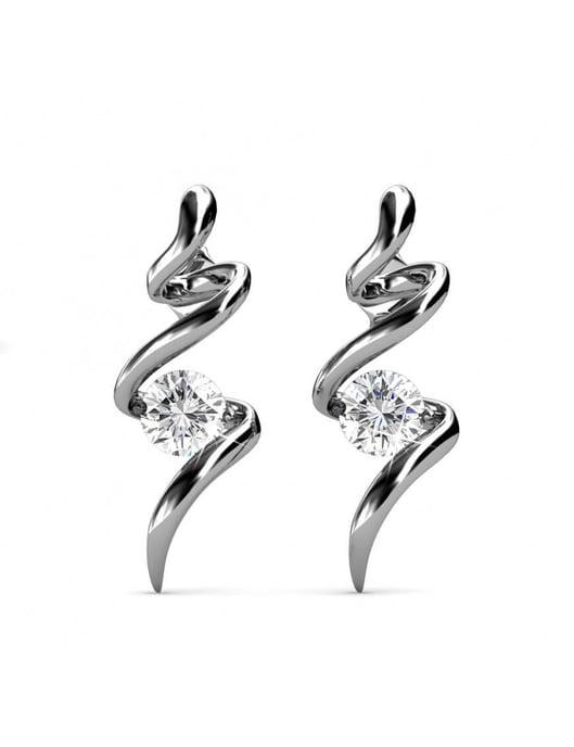 Pendientes Espiral - Plata y Cristal - Image 3