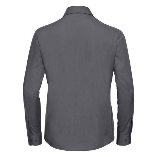 Russell Collection Womens/Ladies Poplin Easy-Care Long-Sleeved Formal Shirt (Convoy Grey) - Image 2