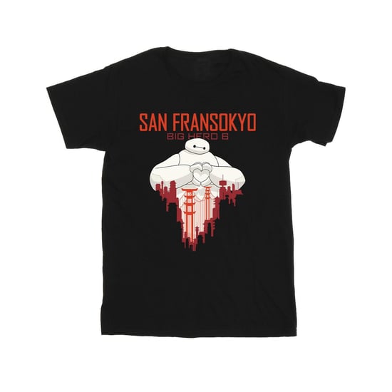 Disney Mens Big Hero 6 Baymax San Fransokyo Heart T-Shirt (Black)