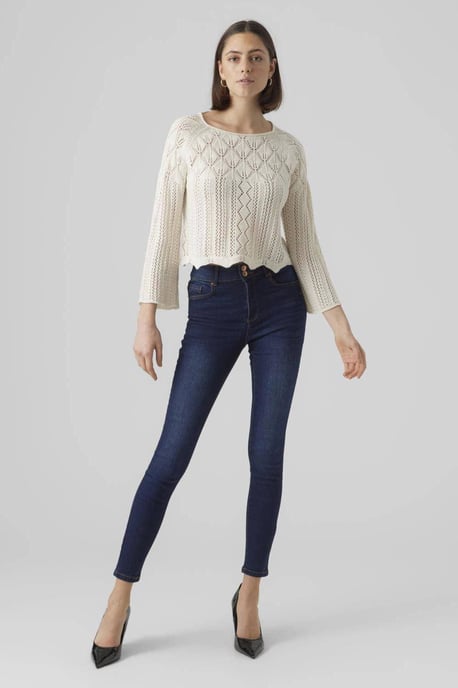 VERO MODA suéter VMGINGER de algodón orgánico crema - Image 3