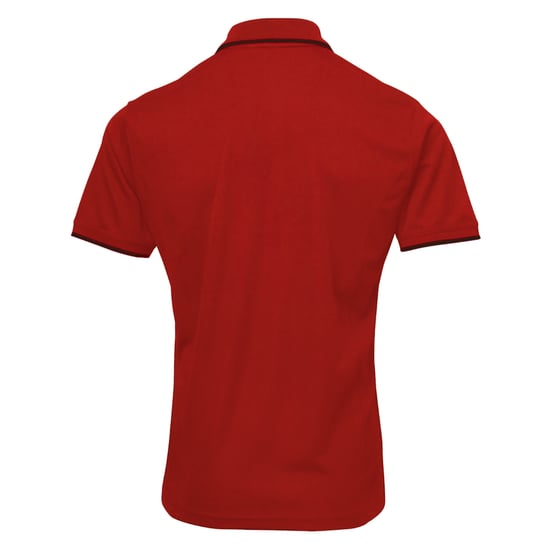 Premier Mens Contrast Coolchecker Polo Shirt (Red/Black) - Image 2