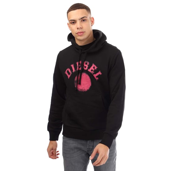 Sudadera Negra Con Capucha Y Diseño De Puntos Distorsionados De Diesel - Image 1