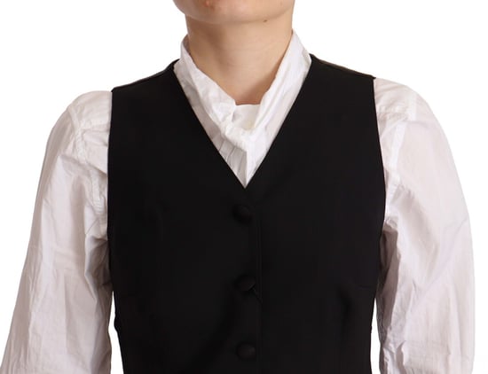 Top sin mangas negro con botones de Dolce & Gabbana para mujer en viscosa - Image 4