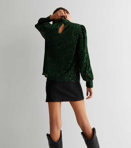 Sequin High Neck Loosefit Blouse