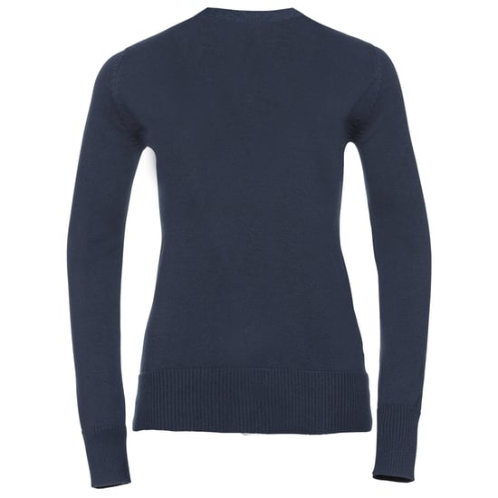 Russell Collection Ladies/Womens V-neck Knitted Cardigan (French Navy) - Image 2
