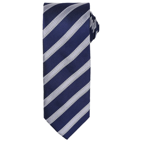 Premier Mens Stripe Waffle Tie (Navy/Silver) - Image 1