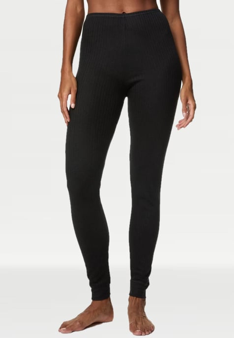 M & S Womens 2 Pack Thermal Pointelle Leggings En Negro - Image 2
