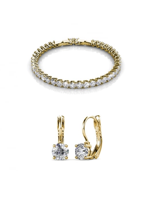 Conjunto Venus Redondo - Oro y Cristal - Image 1