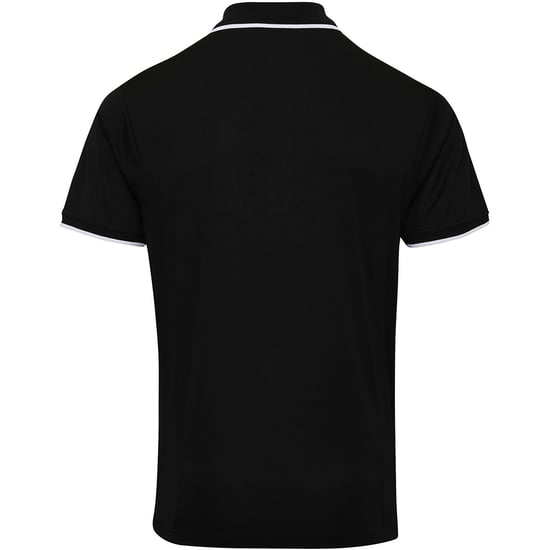 Premier Mens Contrast Coolchecker Polo Shirt (Black/White) - Image 2
