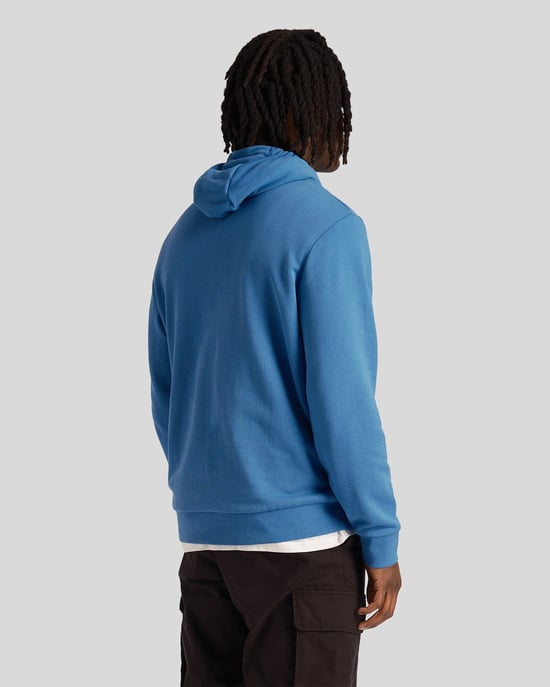 Sudadera con capucha azul con logo bordado Loopback de Lyle & Scott - Image 3