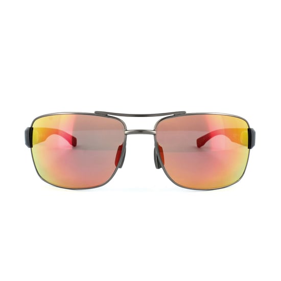 Hugo Boss Sunglasses 0801 YQD 7H Matt Dark Ruthenium Grey Red Mirror Polarized Oleophobic