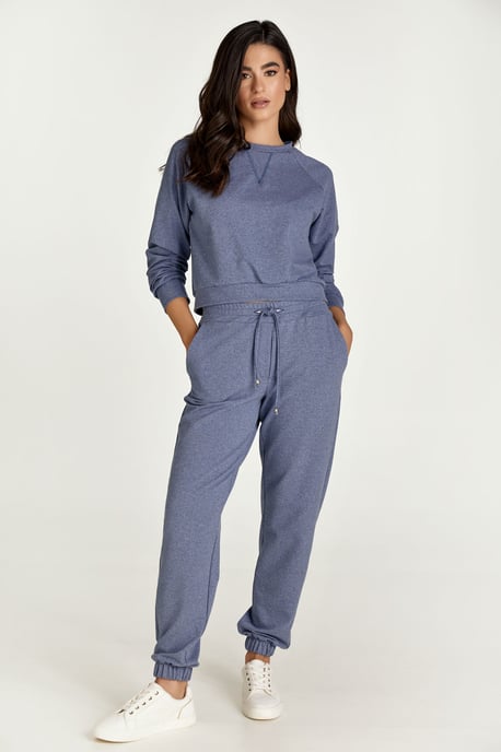 Crop Indigo Melange Sweatshirt