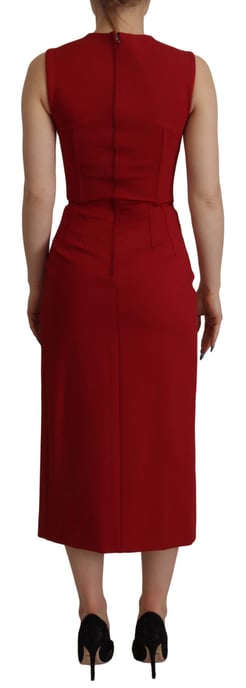 Vestido Midi Ceñido Rojo con Escote Corazón de Dolce & Gabbana para Mujer - Image 2
