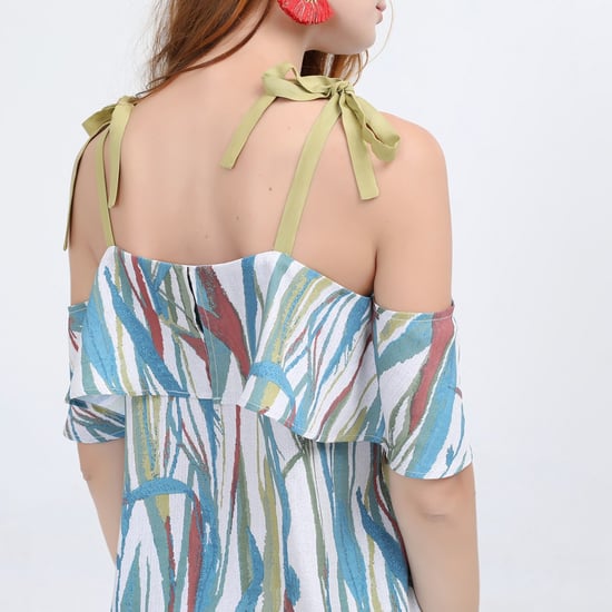 Top with tropical print and ruffles on the shoulders - Image 3