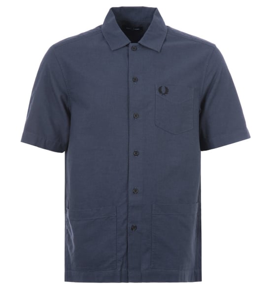 Camisa Oxford con detalle de bolsillo en azul marino francés de Fred Perry - Image 1