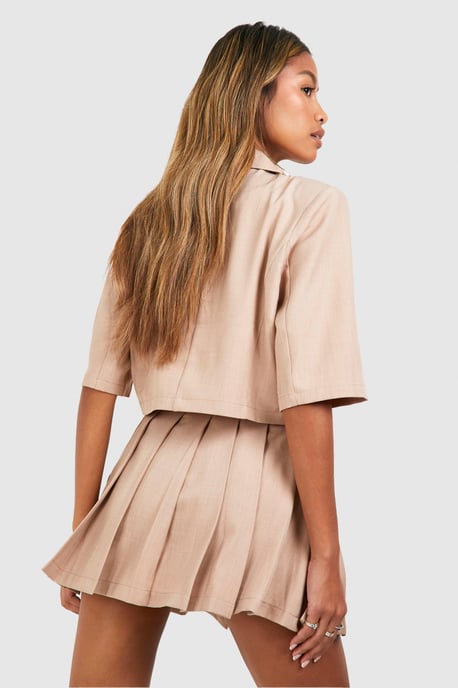 Linen Look Boxy Crop Blazer - Image 2