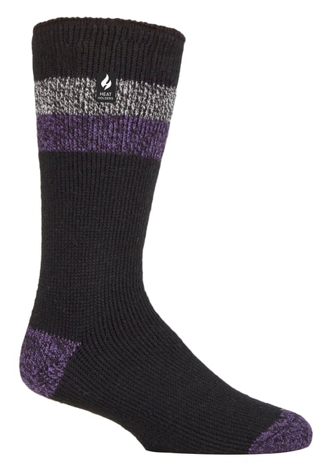Calentadores - Calcetines térmicos extra gruesos para hombre | Calcetines aislantes de vellón esponjoso | Regalos para hombre - Negro / Morado (Lindos) - Image 1