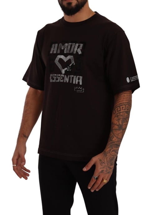 Dolce & Gabbana Elegante T-Shirt de Cuello Redondo para Hombre en Burdeos L'Amore - Image 2