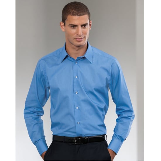 Russell Collection Mens Long Sleeve Poly-Cotton Easy Care Tailored Poplin Shirt (Corporate Blue) - Image 3