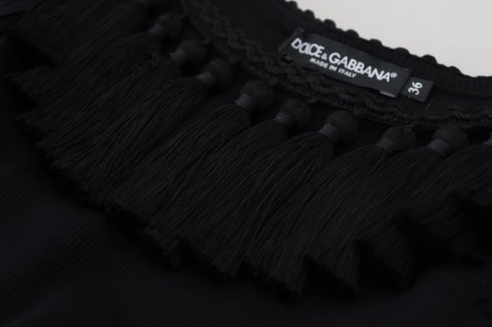 Top sin mangas negro de Dolce & Gabbana con borlas de algodón para mujer - Image 4