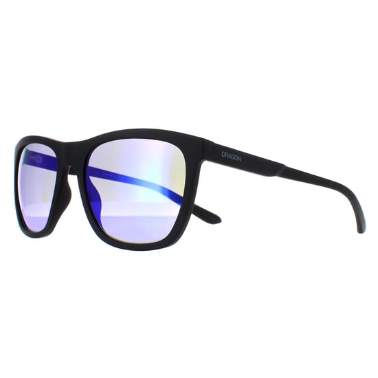 Dragon Rectangle Mens Matte Black Lumalens Blue Ionized Wilder