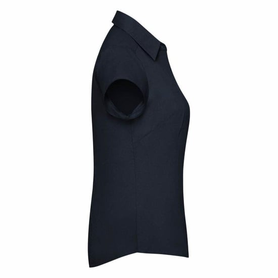 Russell Collection Ladies Cap Sleeve Polycotton Easy Care Fitted Poplin Shirt (French Navy) - Image 3