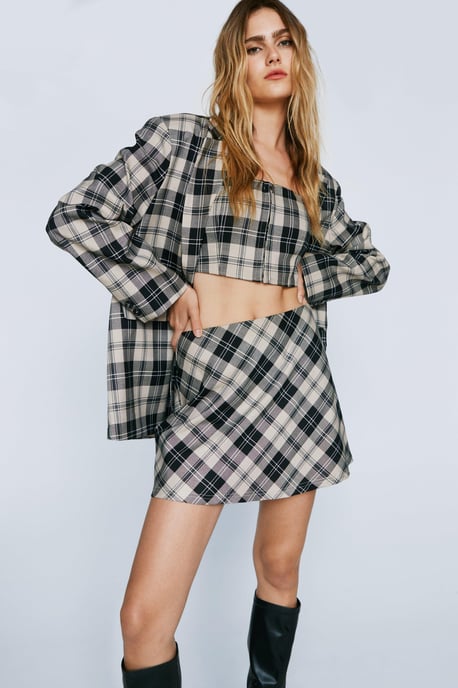 Plaid A Line Mini Skirt