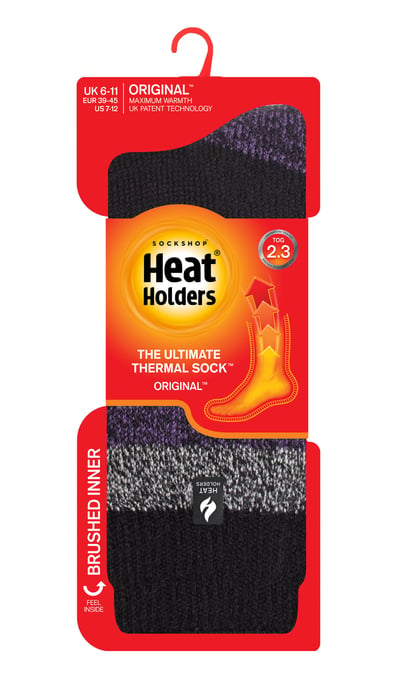 Calentadores - Calcetines térmicos extra gruesos para hombre | Calcetines aislantes de vellón esponjoso | Regalos para hombre - Negro / Morado (Lindos) - Image 2