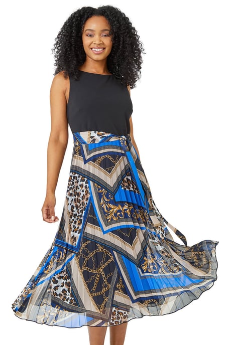 Petite Sleeveless Pleated Midi Dress