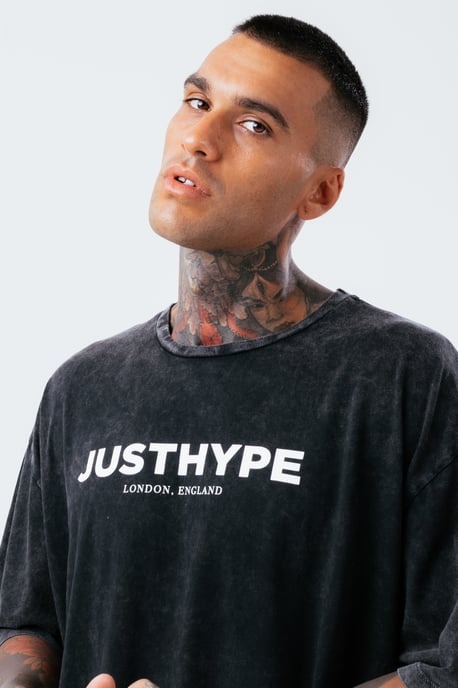 Hype Black Vintage Oversized Jh Men'S T-Shirt