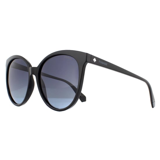 Polaroid Cat Eye Womens Black Grey Gradient Polarized Sunglasses