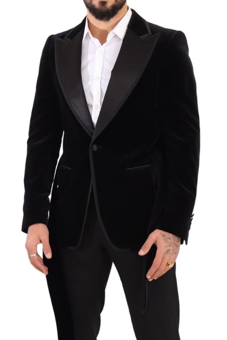 Blazer de una botonadura en terciopelo negro para hombre de Dolce & Gabbana - Image 5