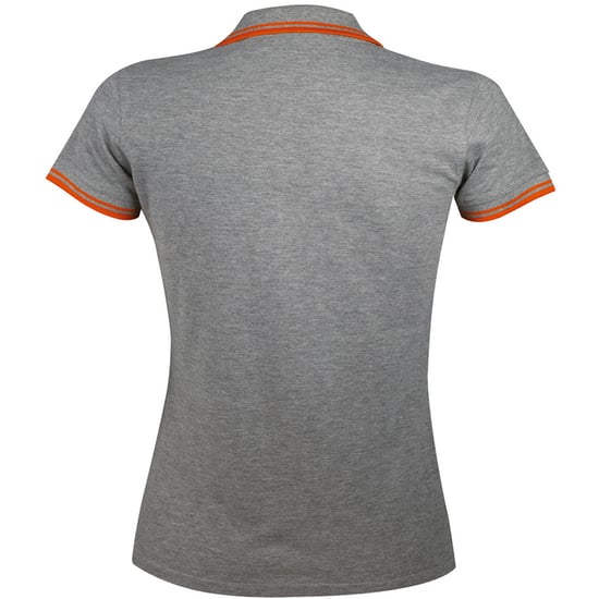 SOLS Womens/Ladies Pasadena Tipped Short Sleeve Pique Polo Shirt (Grey Marl/Orange) - Image 2