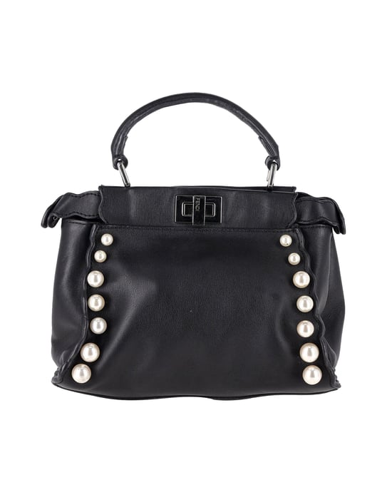 Fendi Mini Peekaboo Pearl Tote Bag in Black Calfskin Leather - Image 1