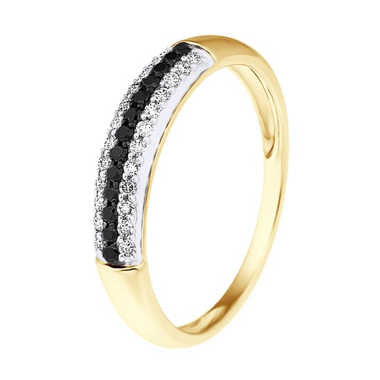 DIADEMA - Ring - Prestige Diamonds White and Black - Yellow Gold
