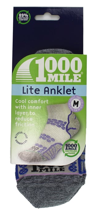 1000 Mile - Calcetines Running Lite Tobillera Doble Capa Mujer - Plata / Morado - Image 2