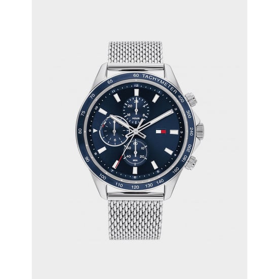 Accessories Tommy Hilfiger Miles Chronograph Mesh Bracelet Watch in navy silver - Image 1
