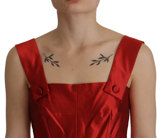 Vestido de Seda Satinada con Pliegues A-line Rojo para Mujer de Dolce & Gabbana - Image 4