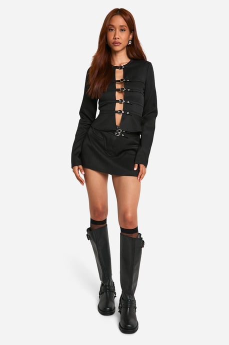 Tailored Micro Belt Long Sleeve Smock Top - Image 3
