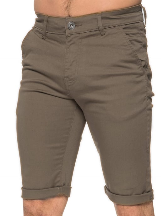 Enzo | Mens Slim Fit Stretch Chino Shorts - Beige