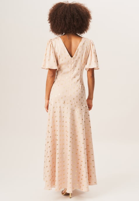 Angel Sleeves Foil Pattern Maxi Dress