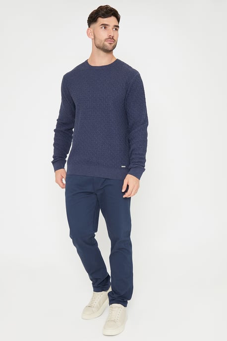 Blue Mini Cable Knit Crew Neck Jumper