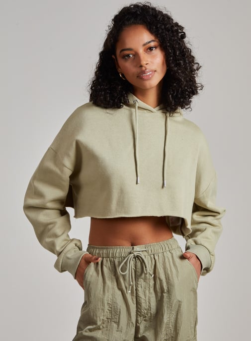 Raw Hem Cropped Hoodie