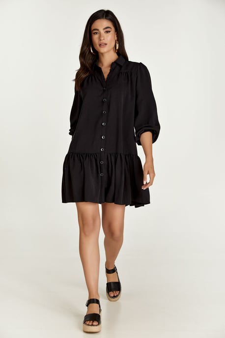 Vestido Tencel Negro con Botones - Image 6