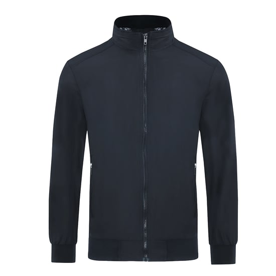 Men's Bomber Jacket with Stand-Up Collar, Transitional Jacket for Autumn, Casual Sports Jacket Black - Image 1